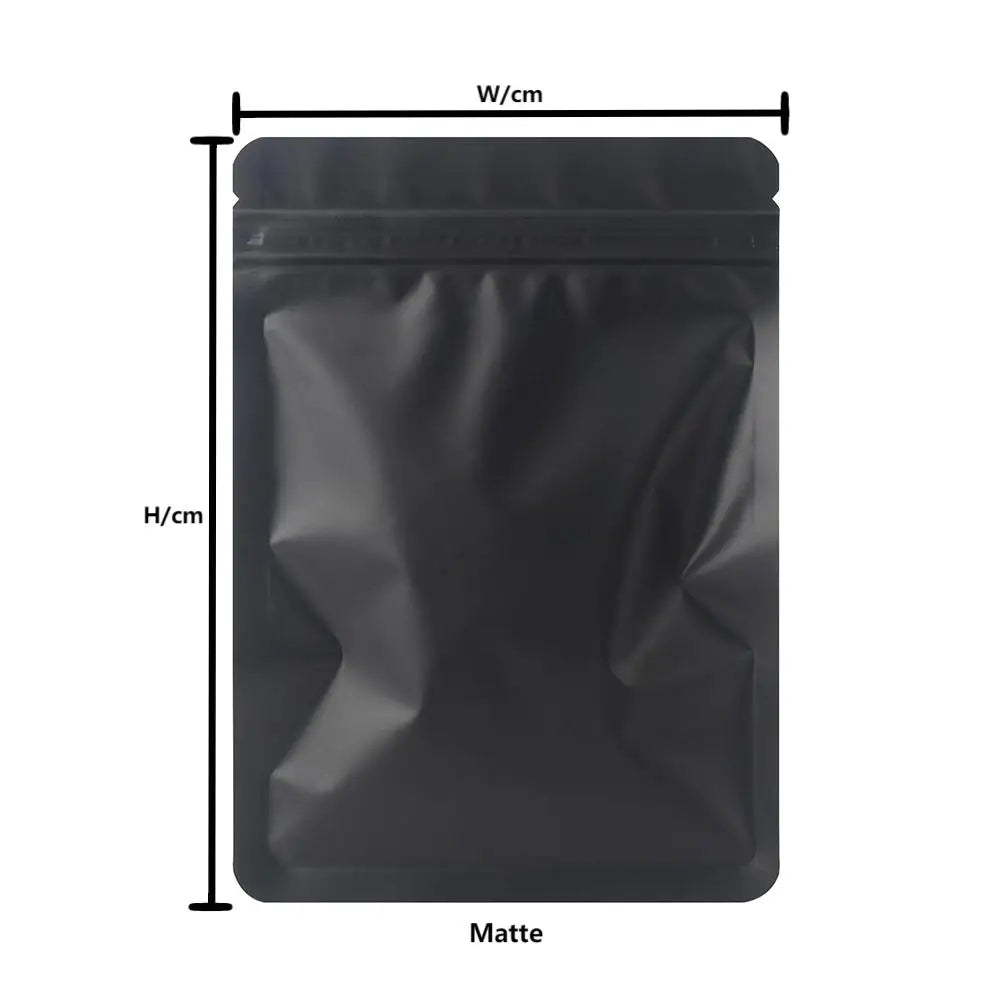 Skanto | 100PCS Double-Sided Frosted Mylar Bags - Flat Bottom, Waterproof, Heat-Sealable Aluminum Foil Zipper Bags