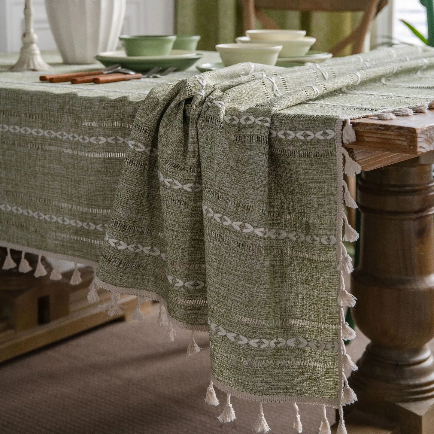 TasseledCharm | Cotton Linen Tablecloth