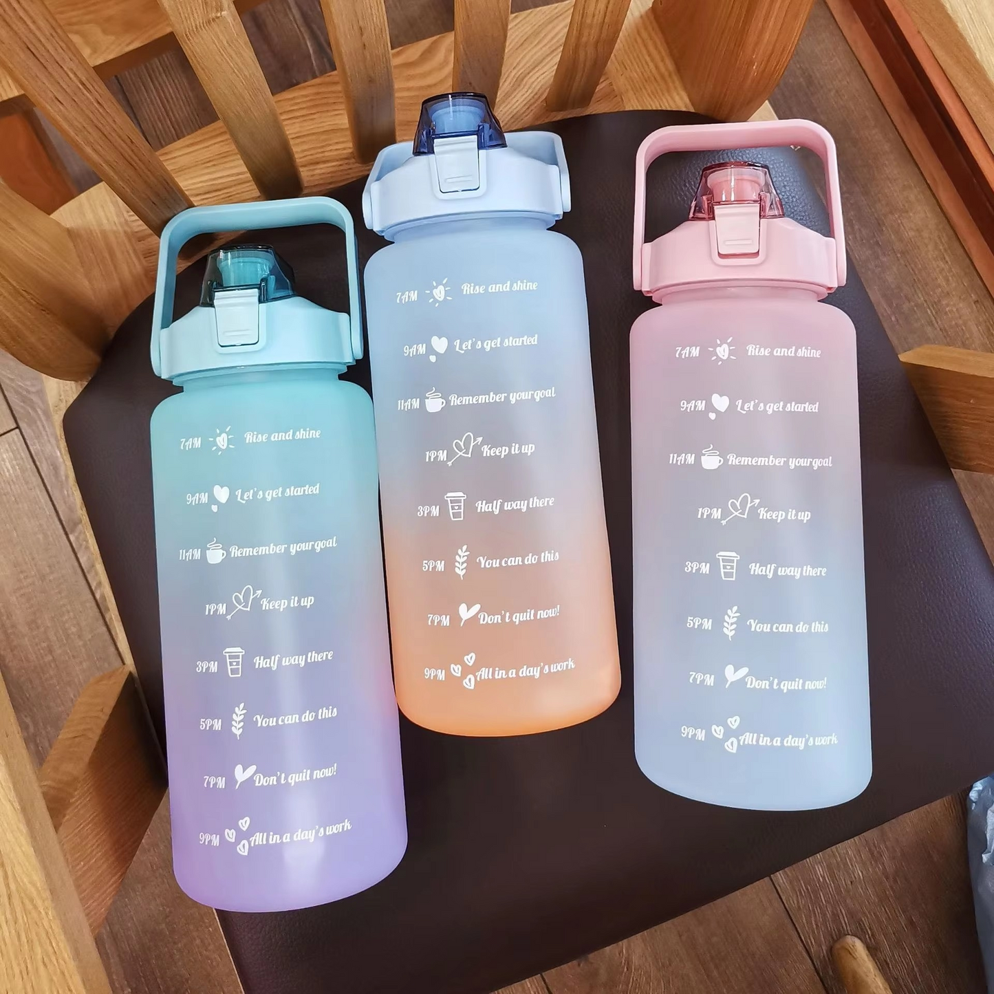 BowLift | Outdoor 68oz Large Capacity Leakproof Water Bottle with Straw and Time Marker