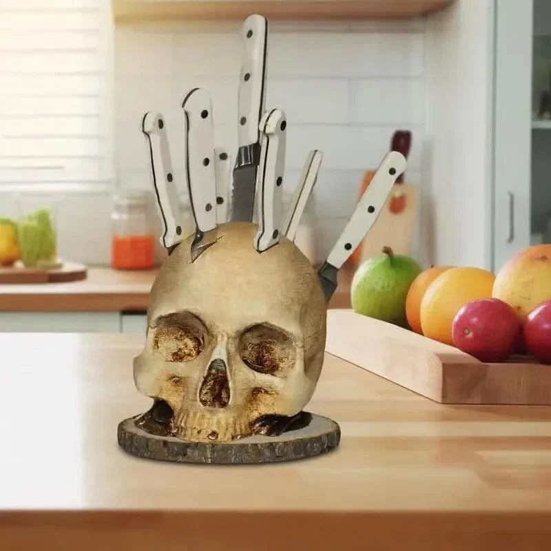 Skanto | Gothic Skull Knife Holder Kitchen Decor Stand