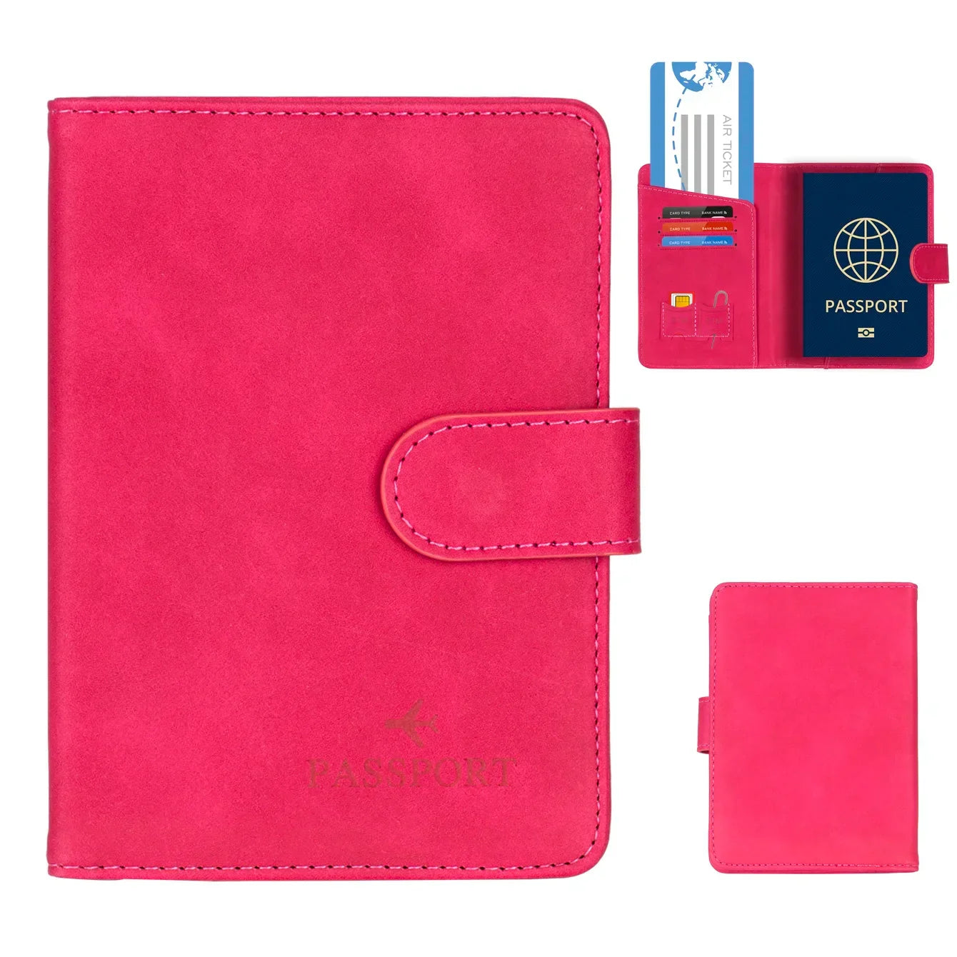 Skanto | Travello Passport Holder | RFID Protection | Genuine Leather Look | For Women and Men