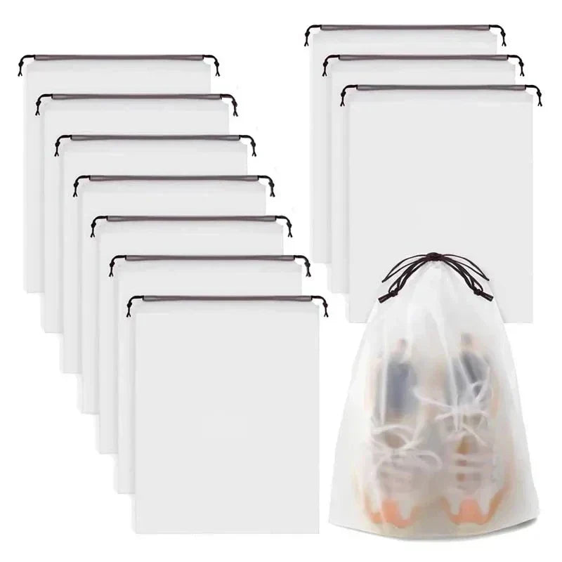Skanto | TravelBuddy Shoe Bag Set | Waterproof & Transparent | 10 Pack | Space-Saving & Versatile