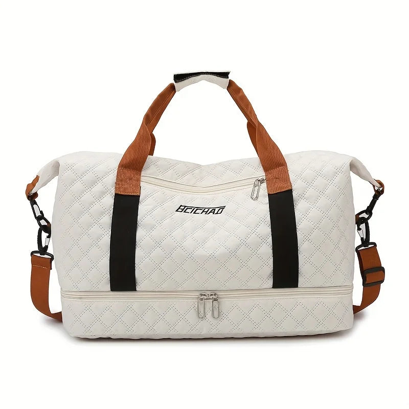 BowLift | Travessia Travel Bag with Shoe Compartment | Large Capacity & Argyle Design | Nylon Weekender for Sports, Short Trips & Everyday Use