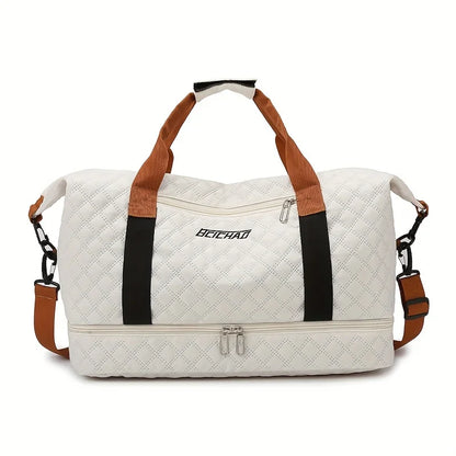 Karnz | Travessia Travel Bag with Shoe Compartment | Large Capacity & Diamond Pattern | Nylon Weekend Bag for Sports, Short Trips & Daily Use