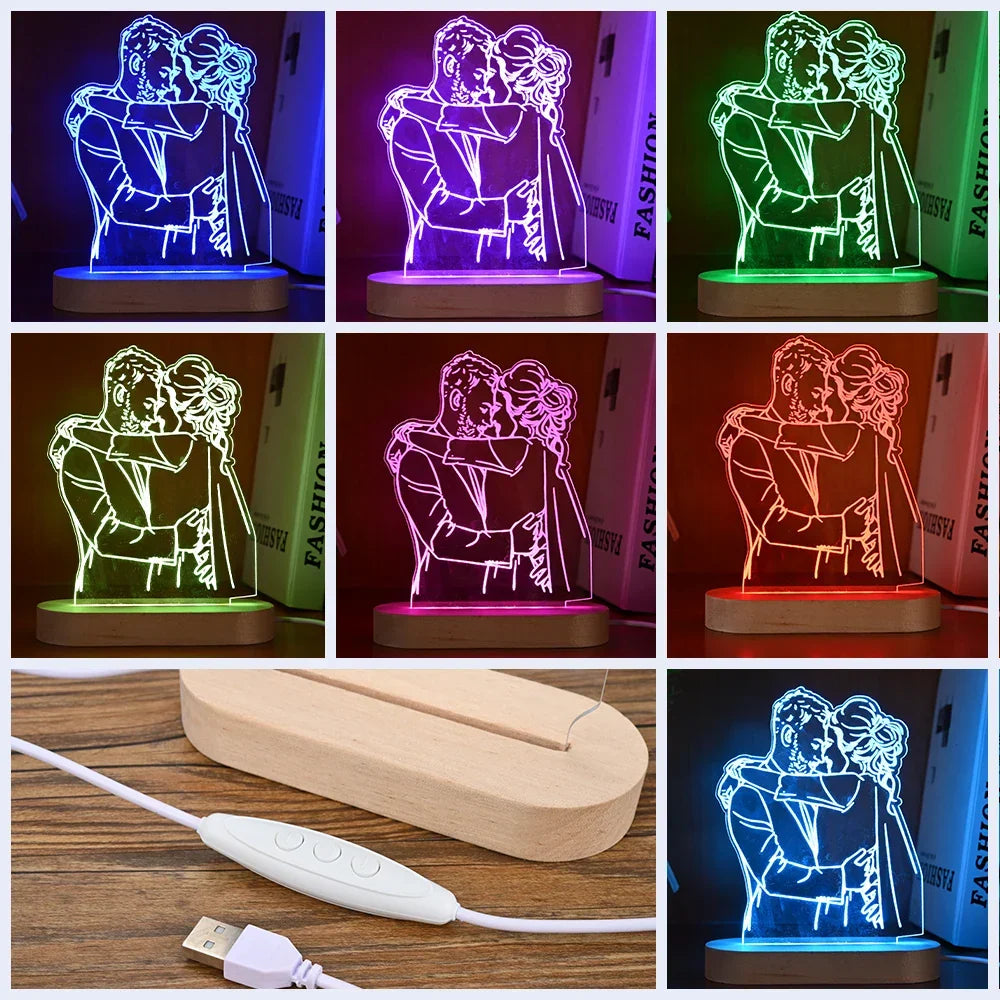 Skanto | Personal 3D Photo Lamp: Custom Photo & Text Night Light - Ideal for Valentine's, Weddings, Anniversaries, Birthday Gifts