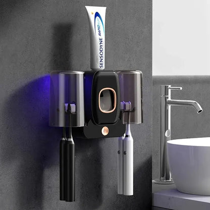 BowLift | UV Toothbrush Holder PureBrush UV | Sterilization with UV Light | Automatic Toothpaste Dispenser | Wall Mounting Without Drilling