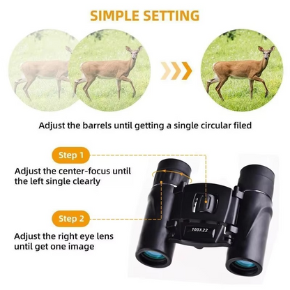 Compact 100x22 HD Binoculars with BAK4 FMC Optics for Long Ranges – ideal for Hunting, Sports, Camping and Travel.