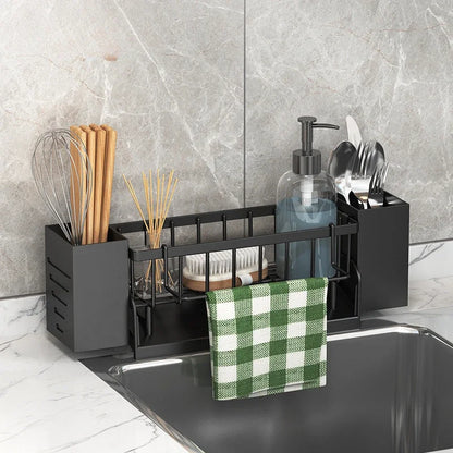 Skanto | Ordinaqua Sink Organizer Shelf | Self-Draining | Holder for Sponge, Soap & Cloth | Expandable & Hygienic | ABS Plastic