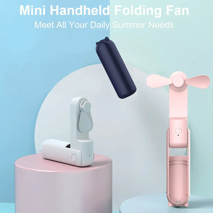 Portable Mini Handheld Fan – Rechargeable foldable pocket fan with battery, cooling handheld fan and power bank function | Karnz
