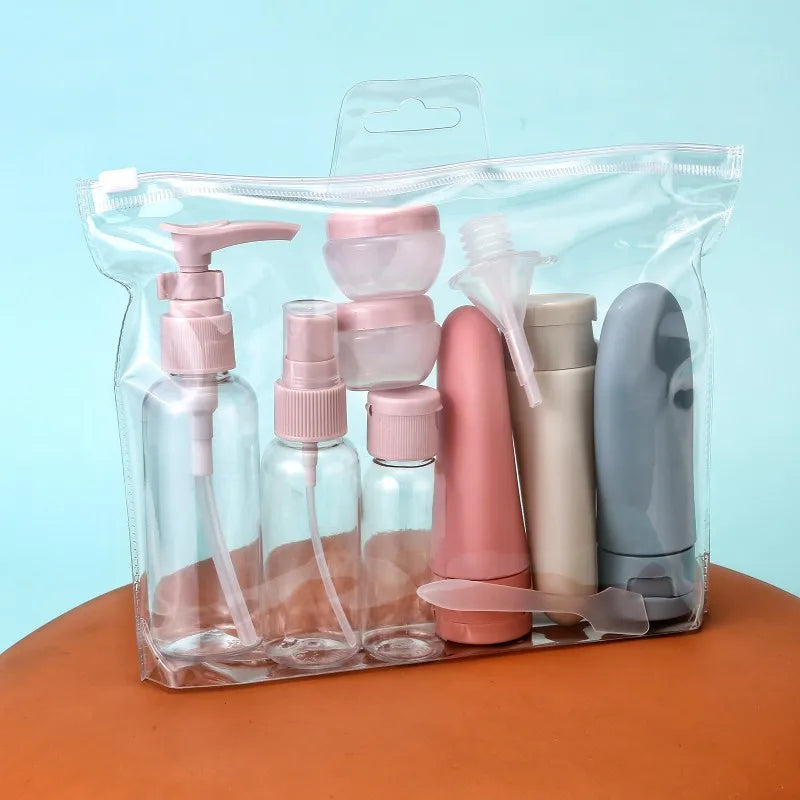 BowLift | TravelEase 11-piece Travel Bottle Set | Refillable Containers for Cosmetics & Care | Cabin Luggage Approved & Leak-proof