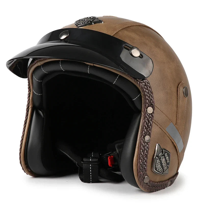 Skanto | Retro Motorcycle Helmet – Kael – (Open Face 3/4)