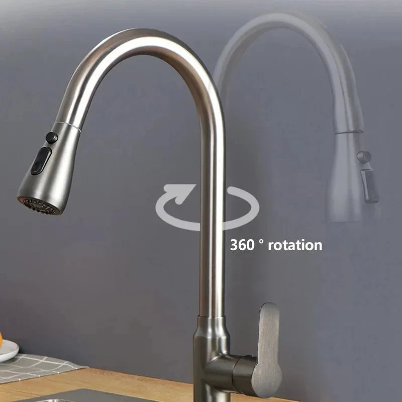 BowLift | Kitchen faucet with pull-out spout – Brushed Nickel