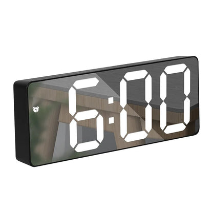 Modern Electronic Mirror Alarm Clock with LED Display, Alarm Function and Temperature Display – Stylish Digital Clock for Bedroom and Office