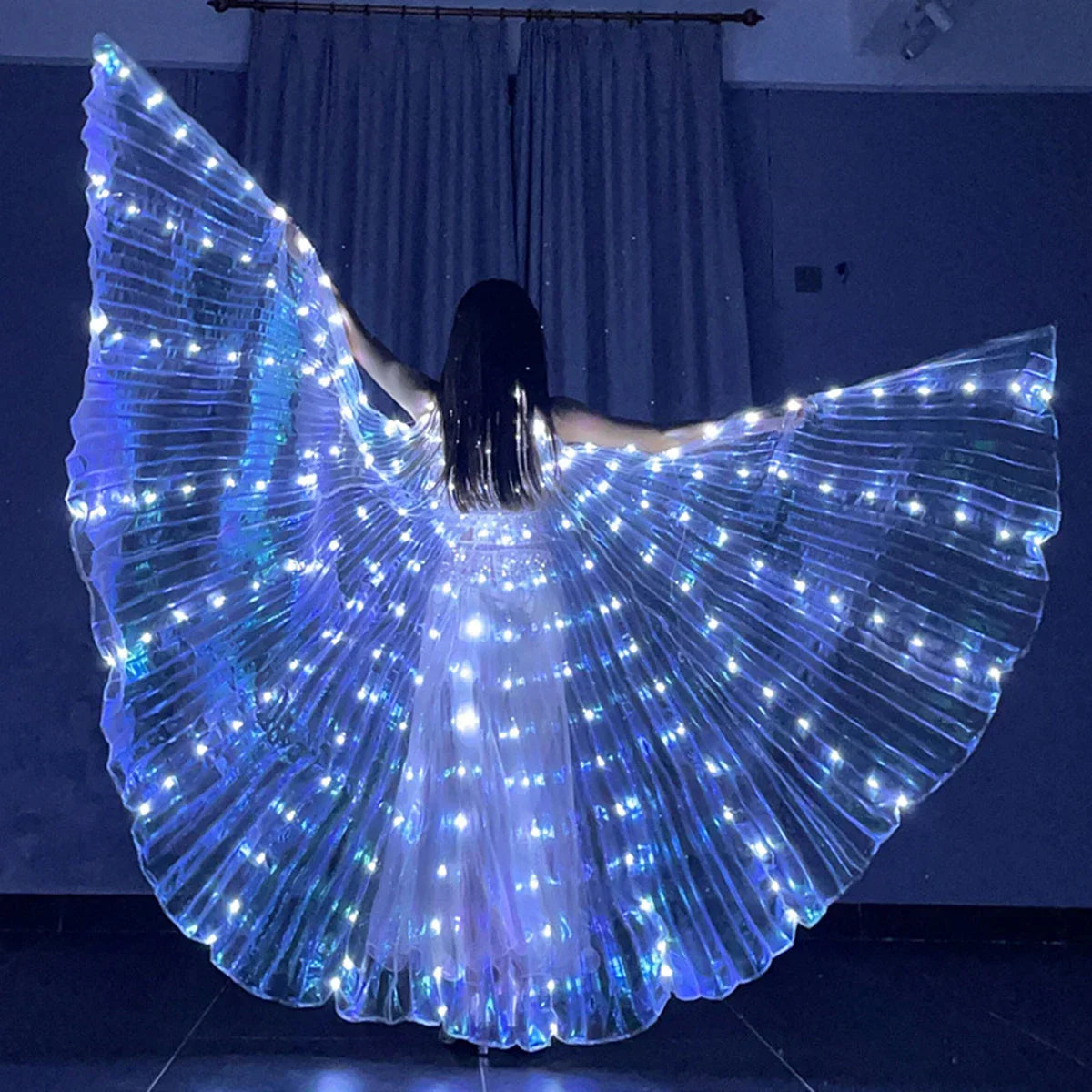 BowLift | LED Wing Costume LumiWings | Glowing Fairy Cape | 140 cm / 110 cm | With Telescopic Rods & Switch | For Stage, Party & Show
