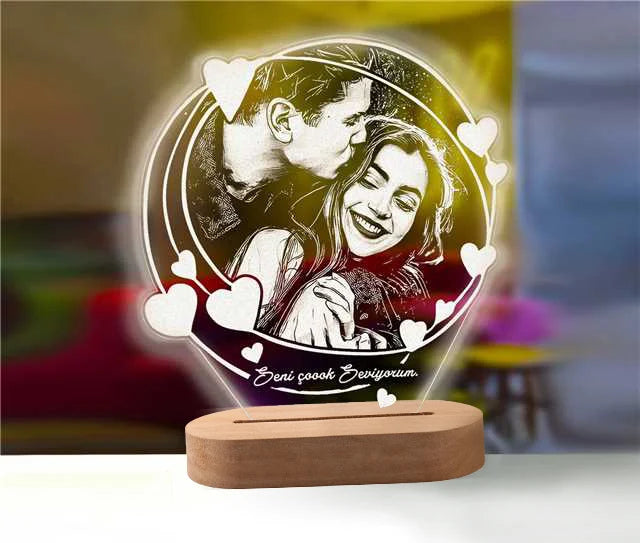 Skanto | Personal 3D Photo Lamp: Custom Photo & Text Night Light - Ideal for Valentine's, Weddings, Anniversaries, Birthday Gifts