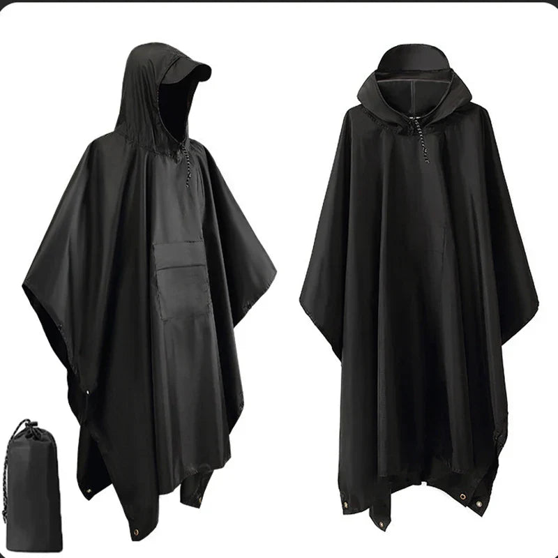 Skanto | 3-in-1 Outdoor Military Raincoat - Hooded Waterproof Poncho with Sleeves, Motorcycle Rain Cover, Ideal for Camping, Hiking, and Travel