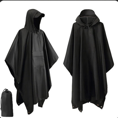 Skanto | 3-in-1 Outdoor Military Raincoat - Hooded Waterproof Poncho with Sleeves, Motorcycle Rain Cover, Ideal for Camping, Hiking, and Travel