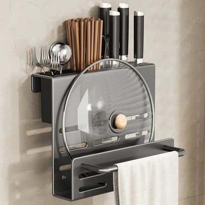 ChefSpace Wall-mounted Knife Holder with Storage for Cutting Boards – Stainless Steel Karnz