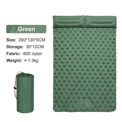 Skanto | Skanto Double Camping Sleeping Pad with Self-Inflating Mattress and Pillow - Outdoor Hiking Mattress for 2 Person Cot Air Mattress