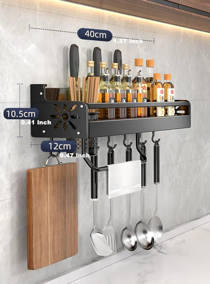 Kitchen wall shelf made of metal – Self-adhesive & screwable | Non-slip wave pattern | Mounting accessories included Bowlift