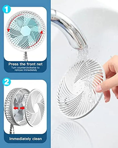 Portable 6-Inch Stand Fan | Folding Telescopic Floor/USB | Rechargeable Battery | 3 Speeds, Super Quiet, Adjustable Height | Bowlift
