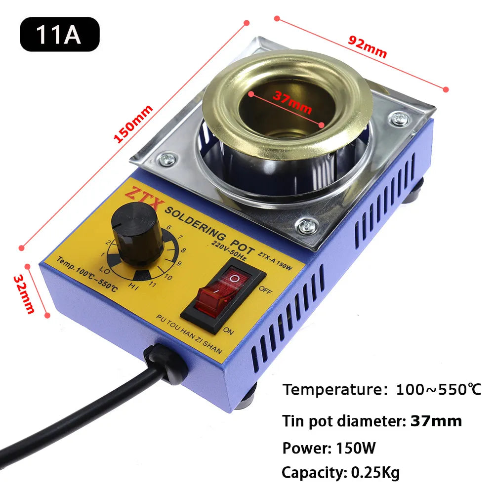 Skanto | Adjustable Temperature Tin Melting Furnace Stove Pot - 220V, 150/160W - Essential Tools with EU Plug for Various Melting Needs