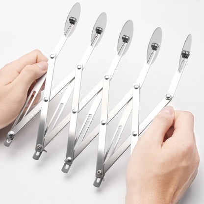 BowLift | SlicePro Stainless Steel Dough Cutter | Foldable & Adjustable | 3–7 Wheels | Perfect Portioning for Pizza, Pastries & Pasta