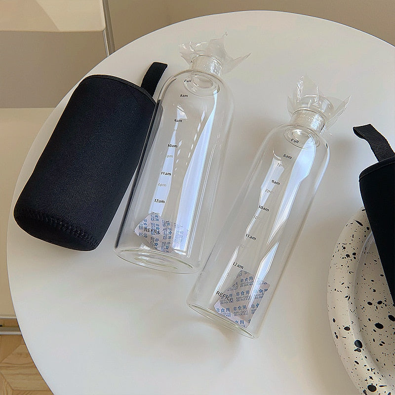 Brehn | Time Scale heat-resistant glass water bottle