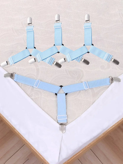 BowLift | GRIPFIX Fitted Sheet Holder Set | 4-Pack Triangular Bed Sheet Straps | Adjustable & Non-slip – For Mattresses, Table Covers & Covers