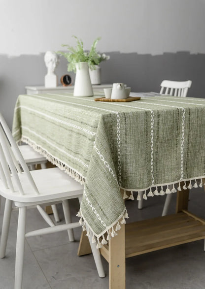 TasseledCharm | Cotton Linen Tablecloth