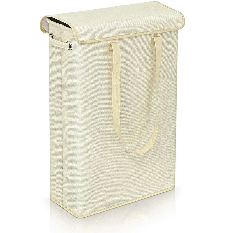 BowLift | NarrowBin Laundry Basket | Narrow & 45L Volume | With Lid & Handles | For Bathroom & Hall
