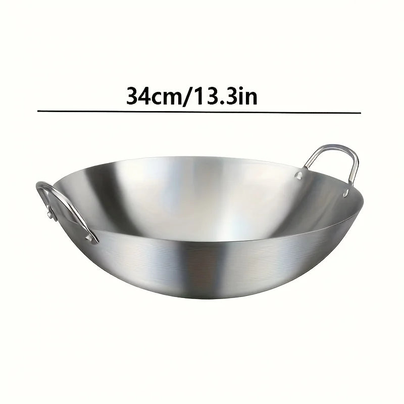 ChefMaster – Large Stainless Steel Wok with Double Handle Skanto