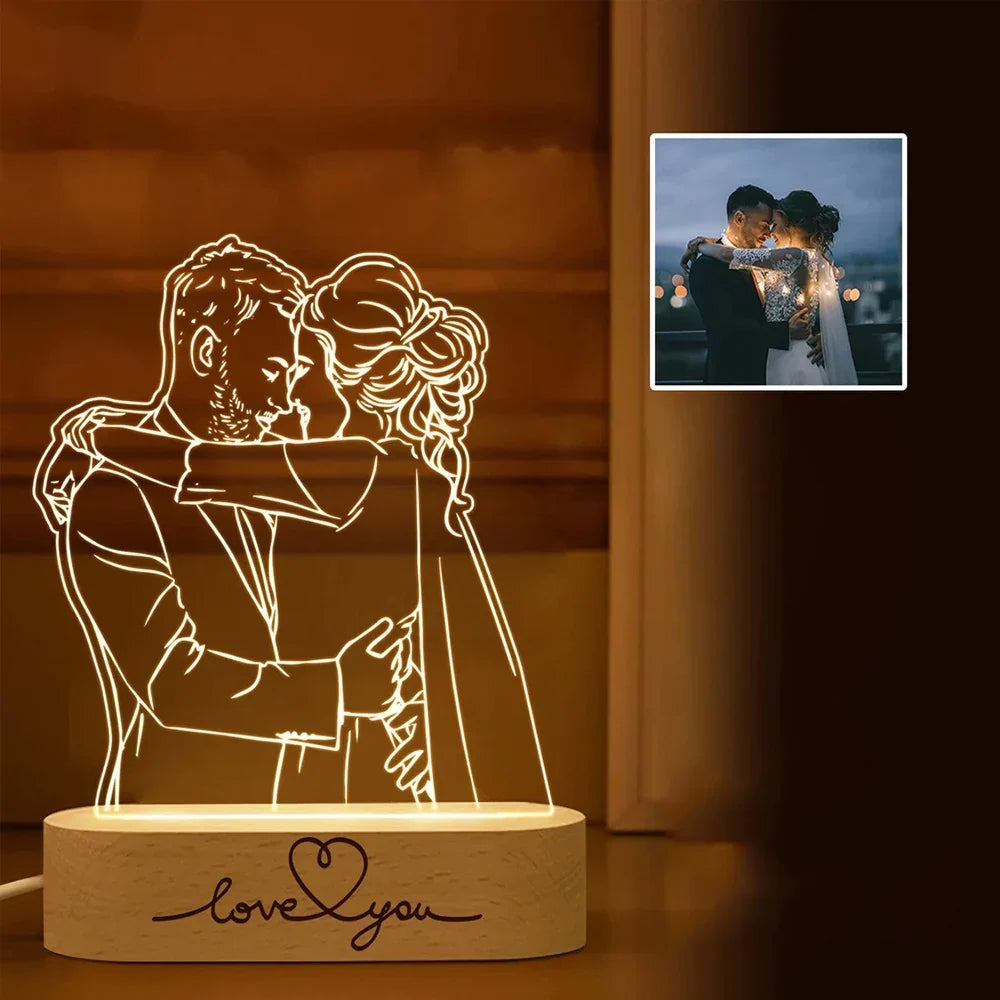 Skanto | Personal 3D Photo Lamp: Custom Photo & Text Night Light - Ideal for Valentine's, Weddings, Anniversaries, Birthday Gifts