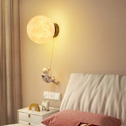 LunarGlow Wall Lamp - Moon-shaped Astronaut Lighting Bowlift