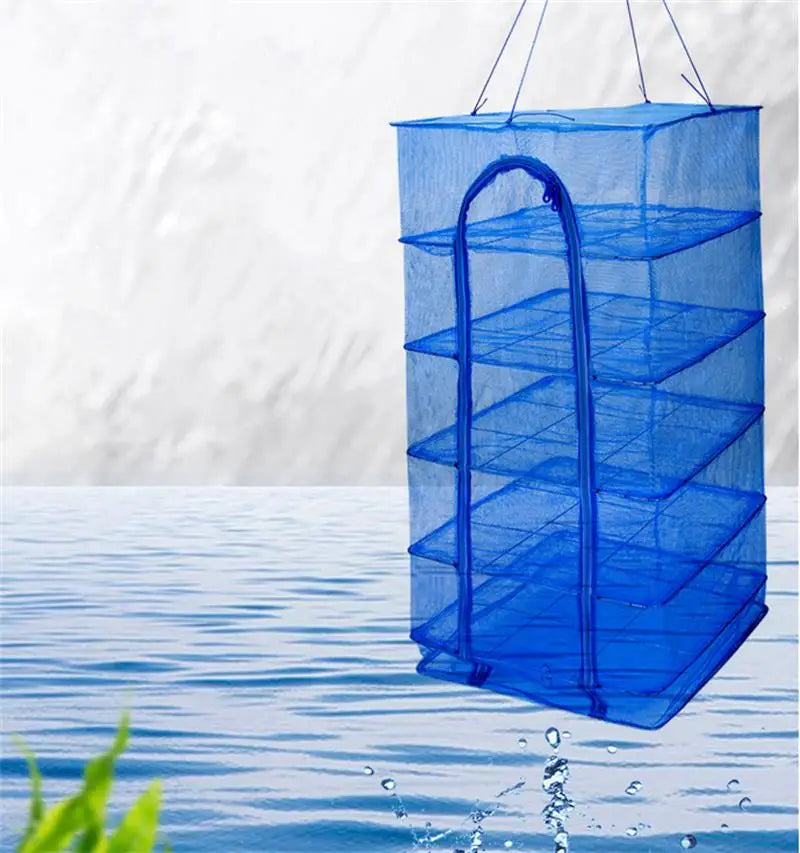 BowLift | Drying Net AeroDry 3X | Collapsible Hanging Basket with 3 Levels | For Fish, Herbs, Vegetables & Plants | 35×35×65 cm