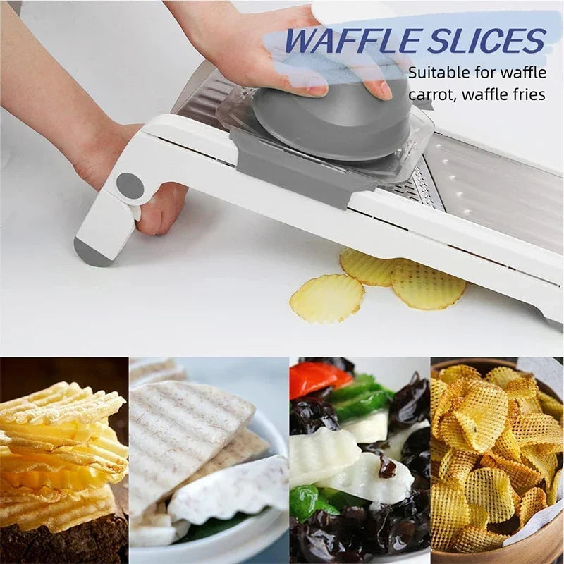 BowLift | SchnittMeister 18-in-1 Mandoline Vegetable Slicer | Adjustable & Stainless Steel Blades | For Slices, Strips & Julienne | Safe & Versatile