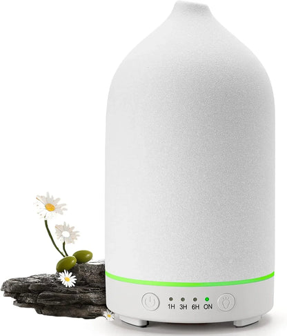 BowLift | Aromisca Ceramic Aroma Diffuser | 100 ml Ultrasonic Air Humidifier | 7 LED Colors & Timer | Handcrafted Design