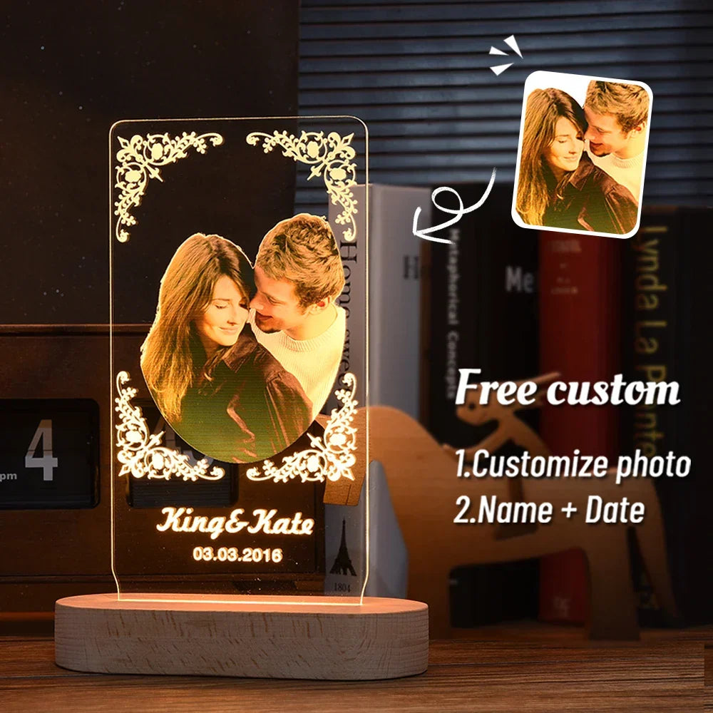 Skanto | Personal 3D Photo Lamp: Custom Photo & Text Night Light - Ideal for Valentine's, Weddings, Anniversaries, Birthday Gifts
