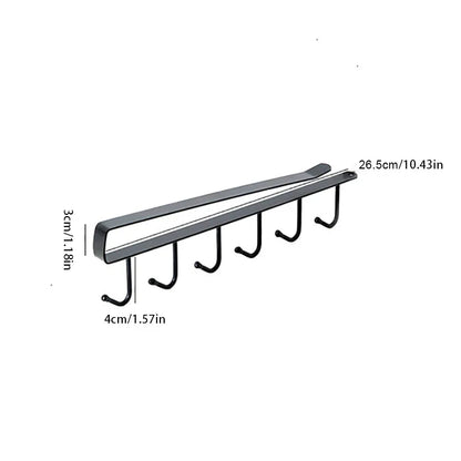 Skanto | Black Kitchen Hook - No Marks or Nails, for Pot, Spatula & Utensil Storage - Kitchen Utensil Holder Shelf