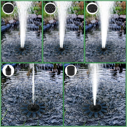Karnz | Solar Garden Fountain | 5 Nozzle Attachments | Energy-saving & Maintenance-free | For Pond, Bird Bath & Balcony