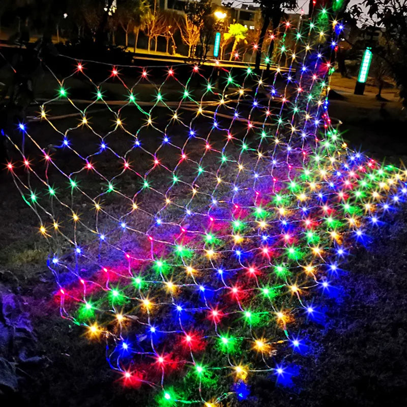 Waterproof LED Net Christmas Lights - 8 Modes or Solar Powered, Ideal for Christmas and Holiday Decorations