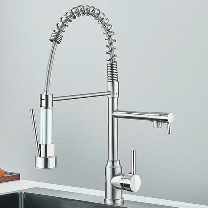 Faucet with Dual Spout – High-Quality Faucet for Flexible Washing, Swiveling, Ideal for Modern Kitchens, Easy to Clean and Simple Installation | Karnz