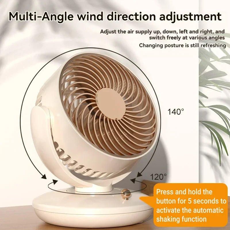 Karnz | BreezeLoop Table Fan with 360° Rotation | USB Fan with 3 Speeds & Battery | Quiet & Compact | For Office, Bedroom & Home