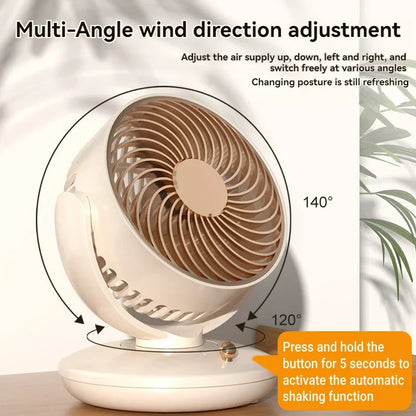 Karnz | BreezeLoop Table Fan with 360° Rotation | USB Fan with 3 Speeds & Battery | Quiet & Compact | For Office, Bedroom & Home