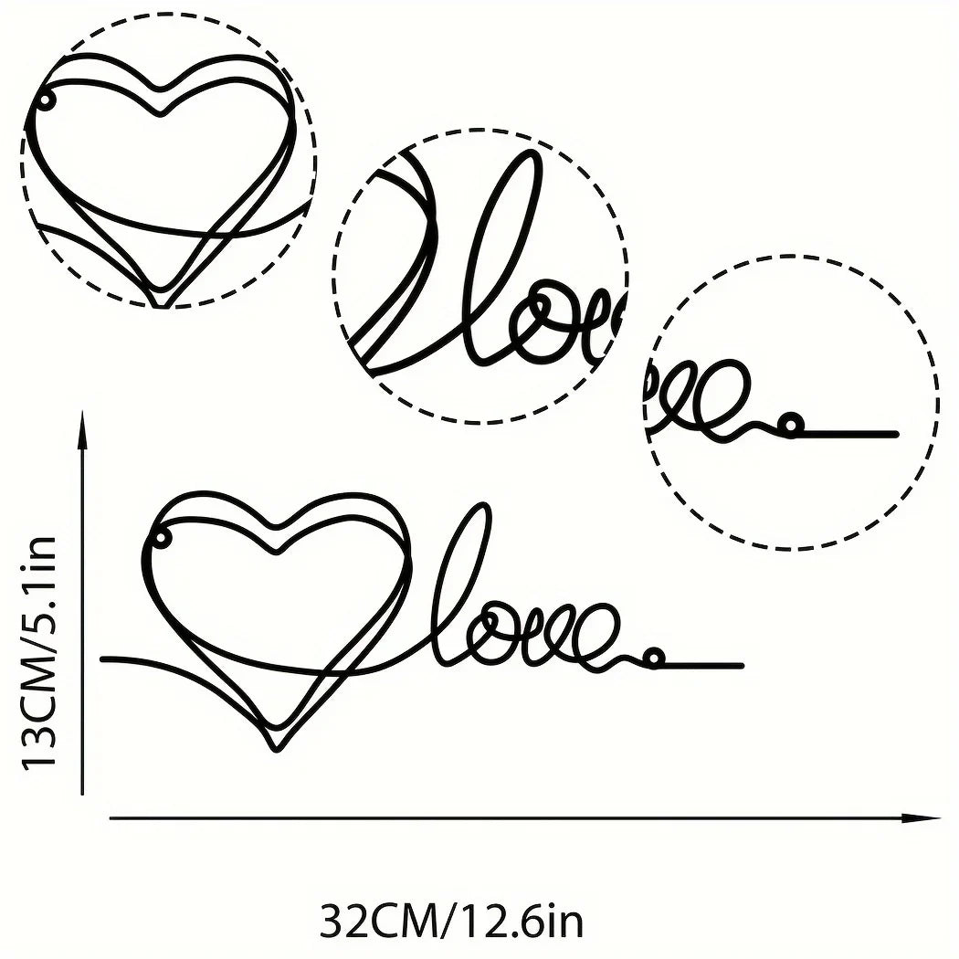 Metal Love Heart 3d Wall Decoration For Bedroom Living Room Cute Modern Home Art Decor | Bowlift