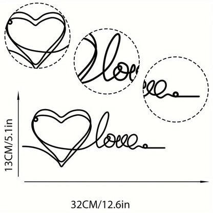 Metal Love Heart 3d Wall Decoration For Bedroom Living Room Cute Modern Home Art Decor | Bowlift