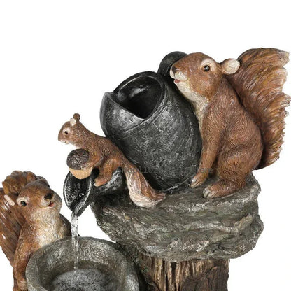Skanto | Lunaverde Solar Deco Duck & Squirrel | Garden Figurine with LED Light | Weather-Resistant Resin | For Patio & Balcony