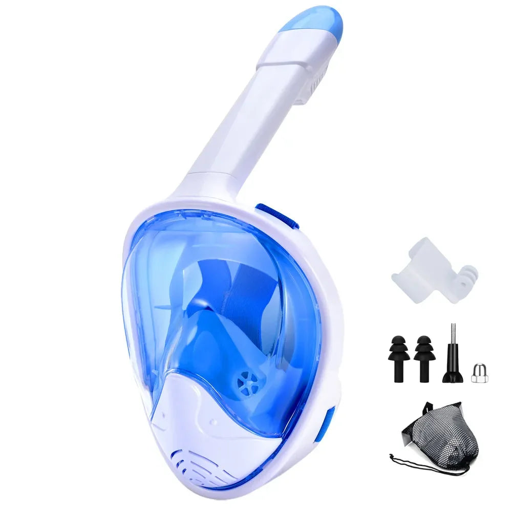 Skanto | Full Face Snorkel Mask with Camera Mount - Wide Angle, Anti-Fog, Anti-Leak Diving and Snorkeling Mask for Adults and Kids