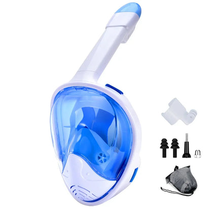 Skanto | Full Face Snorkel Mask with Camera Mount - Wide Angle, Anti-Fog, Anti-Leak Diving and Snorkeling Mask for Adults and Kids