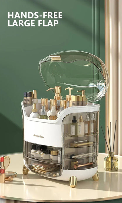 Luxury transparent Make-up Organizer with rotating doors and drawers | Brehn